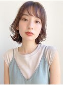 ミディアムレイヤー、外ハネボブ、グレージュ、脱白髪染め☆