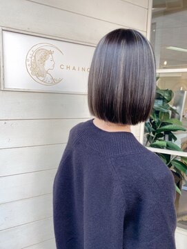 シェノン(CHAINON) トレンドアゴラインでスリークなきりっぱなしワンレンボブ梅ヶ丘