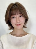 くびれボブレイヤー ブラウン 大人カジュアル 20代30代40代50代