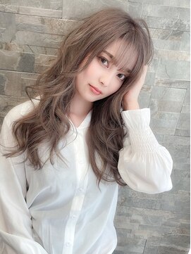 ラ ブレス 大阪梅田(LaBless) 韓国風ロングレイヤー×グレージュ[大人可愛い 20代 30代 40代]