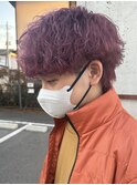 ブリーチカラーメンズウルフメンズパーマ波巻きスパイラルパーマ