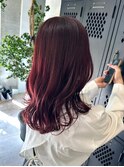 暖色カラー赤髪レッドカラーカススカラーボルドーカラーブリーチ