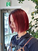 ヲタク(wotaku.) レッドカラー暖色カラーブリーチカラーダブルカラー赤髪ボブ艶髪