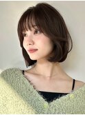 大人可愛い韓国ヘアボブヘア丸顔面長小顔顔周りレイヤーカット