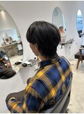 メンズスタイル/センターパートウルフ/ウルフ/アッシュブラック
