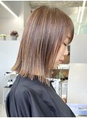 表参道酸性ストレートパーマ艶髪ミディアムベージュアッシュ40代