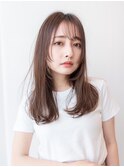 大人かわいい前髪セシルカットココアブラウンフリンジウェーブ