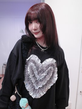 カシェル トウキョウ(Cashel Tokyo) 顔まわりレイヤー ボルドー ワインレッド 赤髪 エンドカラー