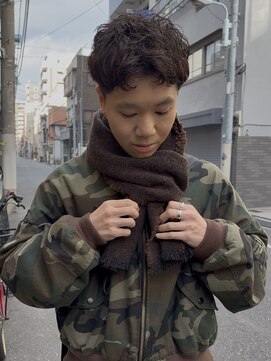 メンズショート×ピンパーマ