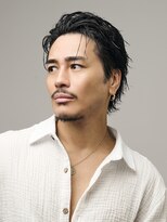 ブラック(BLACK)&nbsp;大人ルーズバック MEN’S HAIR/リバースセンターパート/表参道