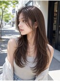 大人韓国レイヤーロング髪質改善シースルーバング美髪