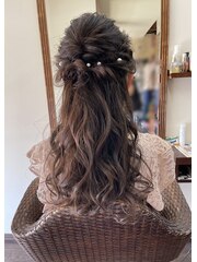 ★ハーフアップヘアセット★ハニーベージュ★