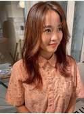 リフトレイヤーバレイヤージュインナーカラーオレンジブラウン