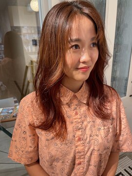 ハク アトリエ(HaKU atelier) リフトレイヤーバレイヤージュインナーカラーオレンジブラウン