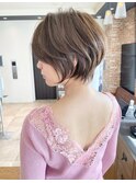 前髪あり耳掛け丸みくびれショートボブ20代30代40代50代(蘭)