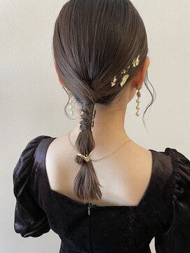 ミニヨン バイ ハピネス 高の原店(mignon by Happiness) お呼ばれヘア　一束アレンジ　編みおろしヘア　奈良　清水