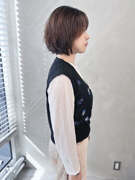 モリオ(morio) *外ハネボブゆるふわパーマボブ大人ボブ顎ラインボブ30代40代