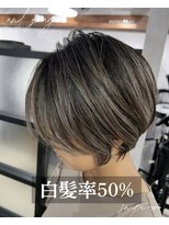 アンドグレイ 東京町屋店(and gray.) 白髪率50%白髪ぼかしハイライトで-5歳のつや髪