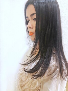 リュドール 名駅(Rue D'or) 【30代40代大人の艶髪】アッシュブラックのシルクストレート