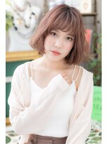 カバーヘア イヴ 戸頭店(COVER HAIR EVE)&nbsp;大人ガーリーピンクグレージュ小顔ミニボブb戸頭20代30代40代