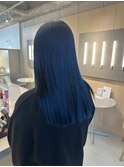 ブルーアッシュカラー10代20代ブリーチなしWカラーロングヘア