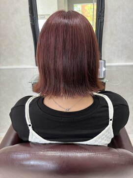 ロア 熊本(LOA) ピンクブラウン×切りっぱなしボブ 10代20代30代40代