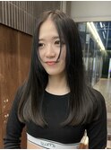 栄カットカラー透明感ナチュラルロング　オリーブグレージュ