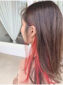 インナーカラービビッドレッド_イヤリングカラー