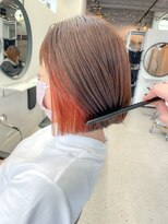 ヒビヲ(HIBIO)&nbsp;ダブルカラーオレンジカラーケアブリーチミニボブインナーカラー