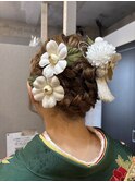編み込みシニヨン