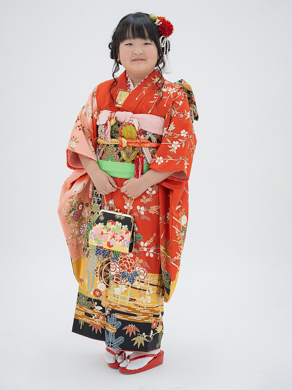 七五三7歳/ハーフ成人式振袖編みおろしダウンヘアアレンジ代々木
