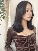 ブルーブラック/黒髪/韓国ヘア/前髪なし