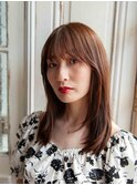 明るめオレンジブラウンセミロングレイヤー