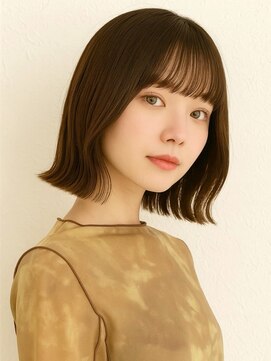 ミロア 薬院(miroa) くびれヘア 顔周りカット 前髪カット マロンベージュ 外ハネボブ