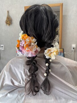 【卒業式ヘア】ツイン編み下ろし