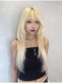 ブロンド/シールエクステ/ロングウルフ