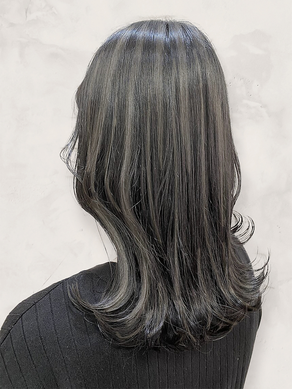 エルプラスヘアー 平尾店(L+hair) 艶感髪質改善カラー大人可愛い白髪染めハイライト外ハネロング