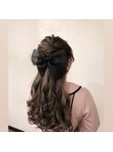 キレイめかわいいシンプルハーフ×大きめリボンのお飾り