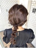 編みおろし　ヘアセット　お呼ばれヘア　ウェーブ　玉ねぎヘア