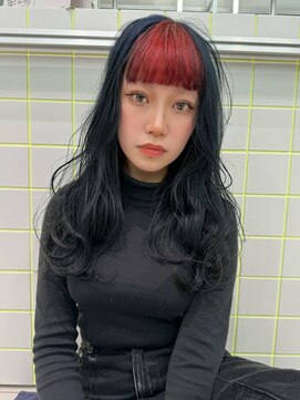 ノラ シンディ(NORA CYNDY) ケアブリーチ/ネイビーブルー/レッドオレンジ/前髪/ハイトーン