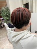 20代30代/レッドアンブレラカラー/丸みショート