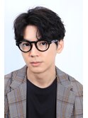 大人フェザーパーマ ビジネスヘア メガネにも合う