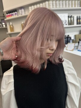 ペレ 渋谷(PELE) デザインカラー/レイヤーカット/ウェットヘア/オリーブベージュ