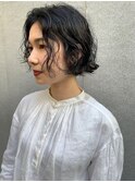 20代30代大人可愛いボブくせ毛風パーマ地毛風カラー