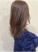 透明感モカベージュセミロング