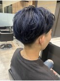 ネイビーブルー×ツーブロック