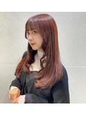 くびれヘア　ワインレッド　レイヤーカット　顔周りカット　YUKI