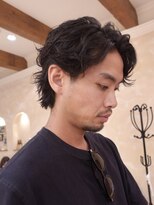 メンズパーマ メンズ伸ばしかけ メンズウルフ ミディアムヘア