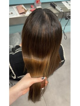 ノー バイ イオエ 西梅田(no. by ioe) ブリーチなしカラー/髪質改善/ミルクティーベージュ/小顔へア