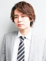 好感度アップ　ビジネスウルフヘア ミディアム　スーツ　30代